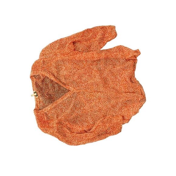 Joie Women's Orange V-Neck Chiffon 3/4 Sleeve Blouse Size Medium - Picture 4 of 5